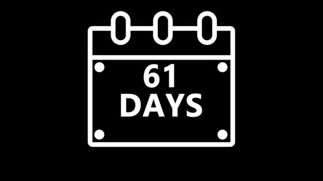 Sixty one days countdown calendar reminder interface dark minimal schedule planning event deadline timer concept modern digital UI animation 4K video