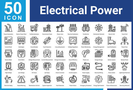 Electrical Power Systems icon set and collection