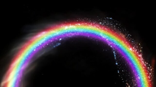 Green Screen visual effect of the appearance a rainbow on black background layer to overlay 4k scene 2 with distortion, overlay, glitch, static noise, scan lines background, animated video loop