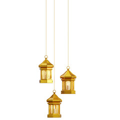 Obraz premium Traditional Golden Islamic Lantern Lamp Symbol of Ramadan Celebration and Muslim Holiday