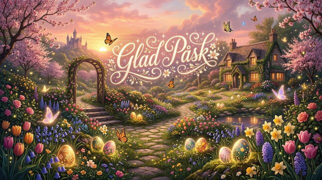 Swedish Easter Greeting with Elegant &ldquo;Glad P&aring;sk&rdquo; Lettering