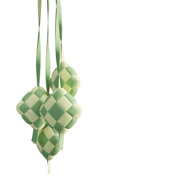 Traditional Indonesian Ketupat Hanging Decoration for Eid al Fitr and Lebaran Festive Design