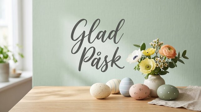 Swedish Easter Greeting with Elegant &ldquo;Glad P&aring;sk&rdquo; Lettering