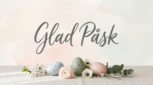 Swedish Easter Greeting with Elegant &ldquo;Glad P&aring;sk&rdquo; Lettering