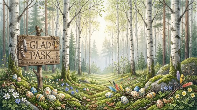 Swedish Easter Greeting with Elegant &ldquo;Glad P&aring;sk&rdquo; Lettering