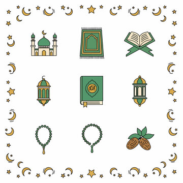 Islamic Symbols Mosque Quran Lanterns Dates.