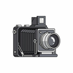 Vintage Camera Illustration with Lens Details.