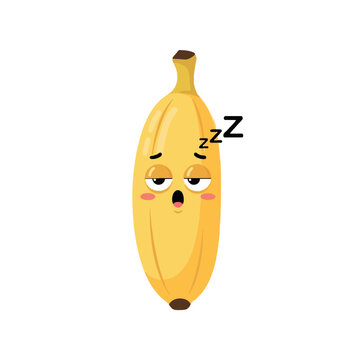 Cute sleeping banana cartoon vector illustration fruit character mascot.