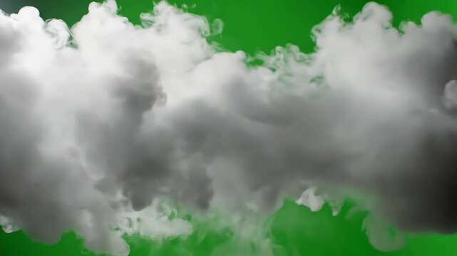 Green Screen vertical blowing steam with white smoke isolated on chroma key background alpha channel scene 2 distortion, overlay, glitch, static noise, scan lines black background, 4k animated video