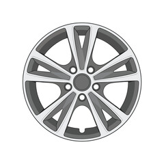 Obraz premium Modern Car Alloy Wheel Rim in Silver Finish for Vehicle Enhancement