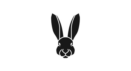Obraz premium Black silhouette of a rabbit face.