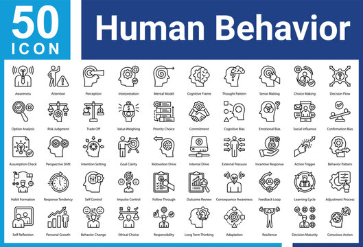 Human Behavior   Education icon set and collection