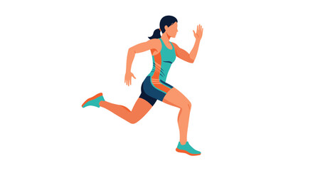 A woman in athletic wear running on transparent background