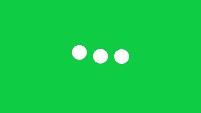 Loading Three Dots Loop Animation - White Pulsing Buffering Icon Isolated On Green Background