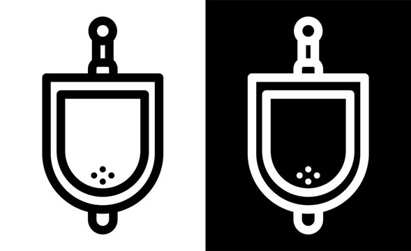 Urinal outline icon. Black and white restroom symbol for public toilet signage, hygiene, sanitation and bathroom navigation. Clean vector pictogram with editable stroke.