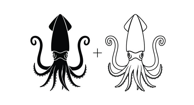 Whimsical squid fusion art design Vector
