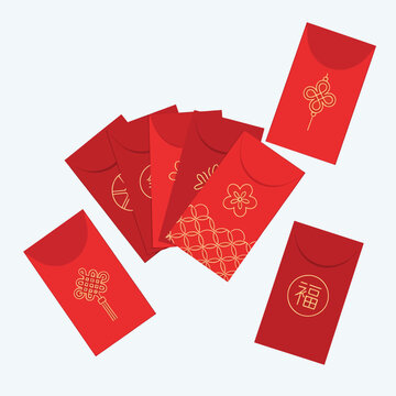 Red Envelopes with Golden Chinese Designs.