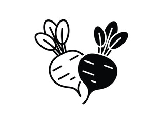 Obraz premium Black and White Cartoon Beets Illustration