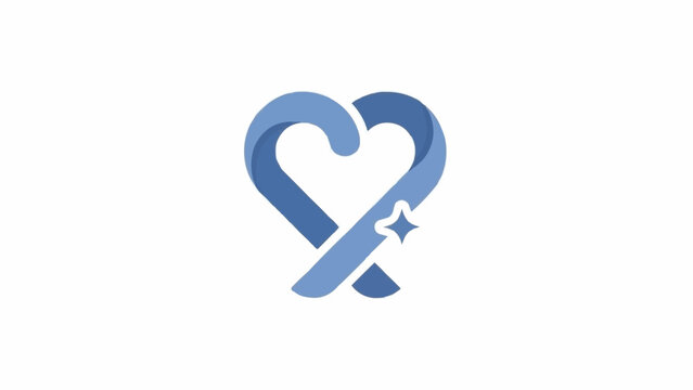 Blue Heart Logo with Airplane Symbol.