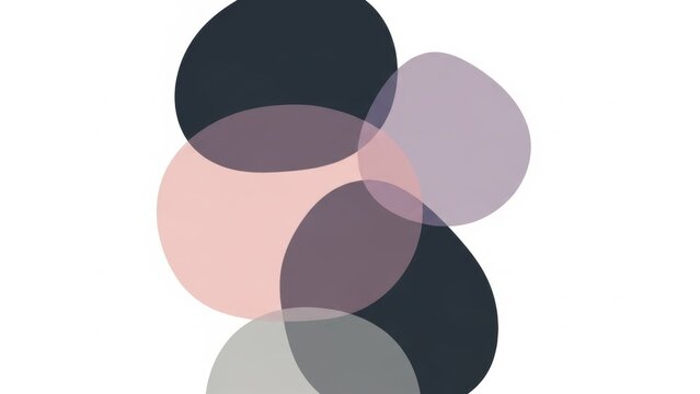 Abstract composition of overlapping circles in soft pastel shades. Geometric layered shapes creating a modern organic background. Artistic design for creative visual communication and texture.