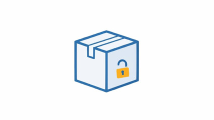 Obraz premium White Box with Lock Icon Illustration.