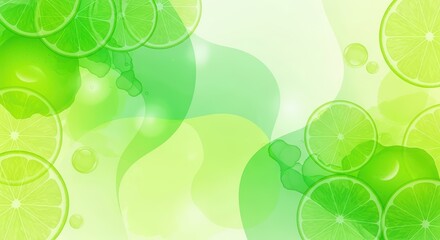Refreshing Lime Slices and Bubbles Background - Citrus Summer Vibe
