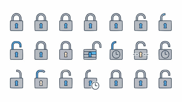 Collection of various padlock icons.