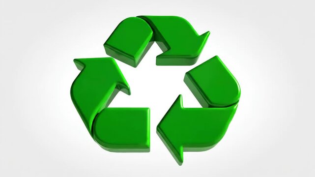 Green Screen recycle logo rotating animation on white background and scene 3 with distortion, overlay, glitch, static noise, scan lines black background, 4k animated video loop