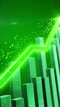 Green Screen animated stock market financial graph with uptrend line beautifully designed growing chart for trading and investment seamlessly looped scene 1 distortion, overlay, glitch, static noise