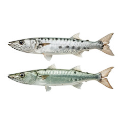 Fototapeta premium PNG of Two fresh fish with distinct patterns, showcasing their natural beauty and colors.