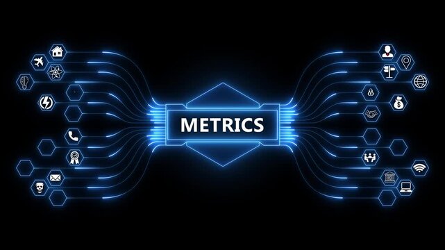Business performance dashboard powered by Metrics interface with secure analytics monitoring and advanced digital management system technology 4K animation video
