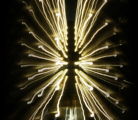 Abstract linear composition. Linear geometry. Light rays. Photography in motion. Selective focus. Abstract background. Poster. Design. Wrapper. Postcard.