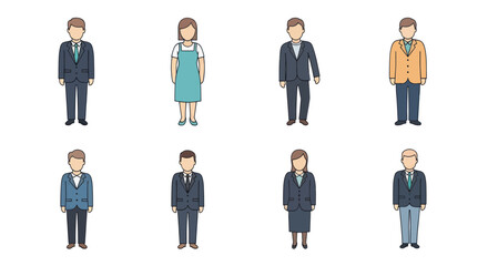 Set of diverse business people and casual avatars in flat style for professional and casual design projects