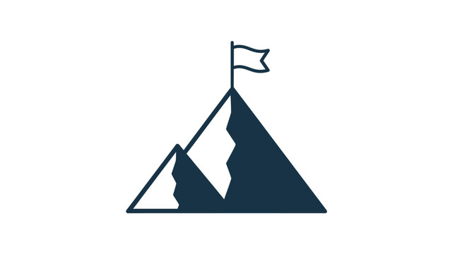 Simple illustration of a mountain peak with a waving flag on top