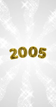 2005 number - 3D Golden foil balloon floating on spiral gray glitter background	