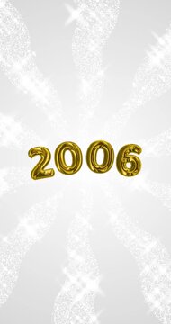 2006 number - 3D Golden foil balloon floating on spiral gray glitter background