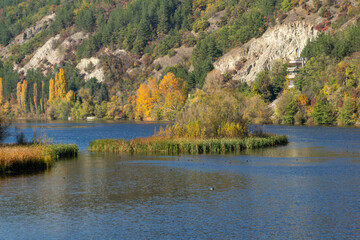 Fototapeta premium Autumn Landscape around Pancharevo lake, Bulgaria