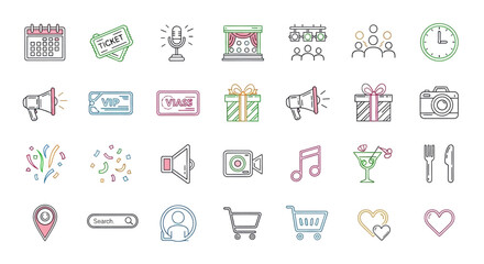 Colorful business and business icons.