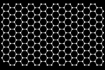 Hexagonal lattice of carbon atoms on black background