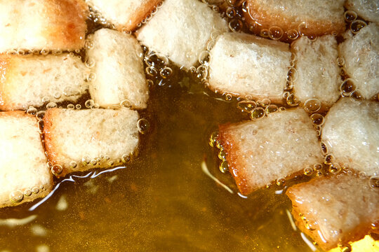 Deep fried bread into crutton. 
