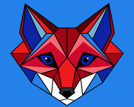Abstract Geometric Fox Head Polygon Art - AI-generated illustration