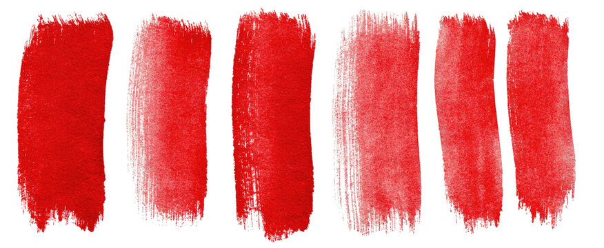 Seven vertical red brushstrokes with varying opacity on a black background