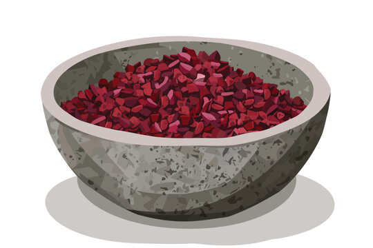 sumac tree spice in stone bowl isolated
