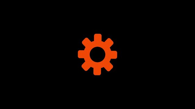 Orange gear rotating on black background mechanical symbol gearwheel cog animation gear cog