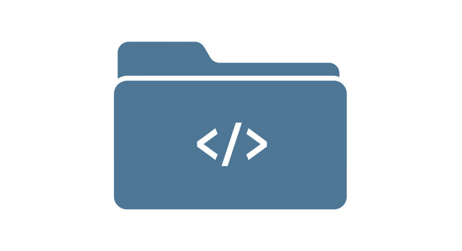 Blue coding folder icon symbol.