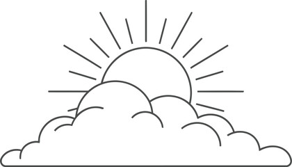 Fototapeta premium A minimalist illustration of a sunrise over a mountain range with clouds