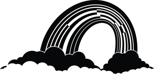 Fototapeta premium A whimsical black and white illustration of a rainbow arching over a bird