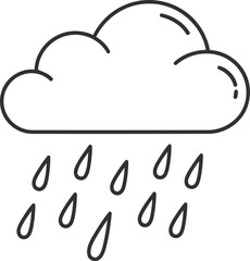 Fototapeta premium A simple illustration of a cloud with falling raindrops in a minimalist style