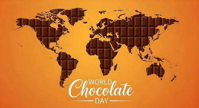 World chocolate day celebration with global map