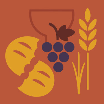 Sacred Bread and Grapes Symbolizing Eucharistic Elements from Maundy Thursday